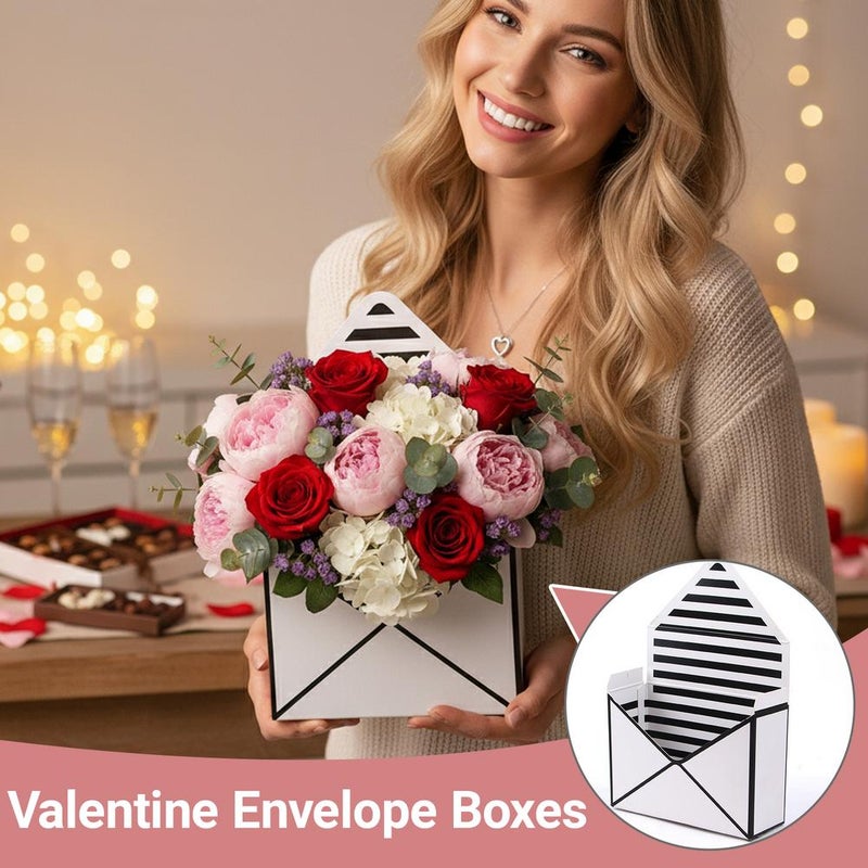 Valentine Envelope Boxes, Folding Portable Waterproof Flower Storage Box, Can Be Used to Place Gifts and Flowers, Suitable for Anniversary Wedding Birthday Party Arrangements - Image 4